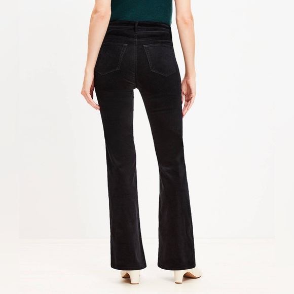 LOFT Velvet Five Pocket Flare Pants Black - Picture 3 of 11
